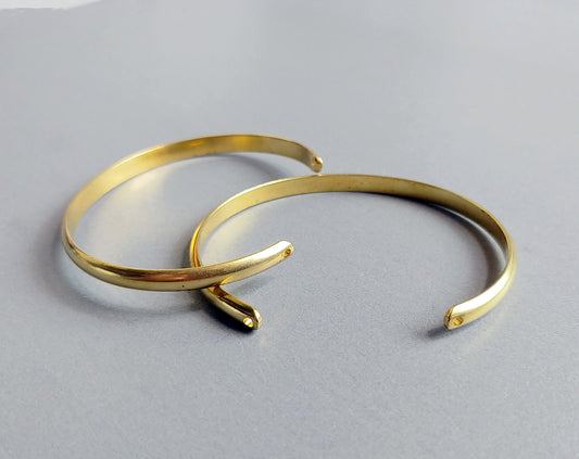 1 pc - Raw brass, 60 x 5 mm 2holes Adjustable Vintage Bracelet, EB0007