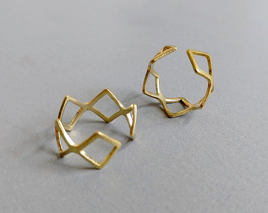 1 pc - Raw brass, 20 x 10 mm Adjustable Ring, EB0016