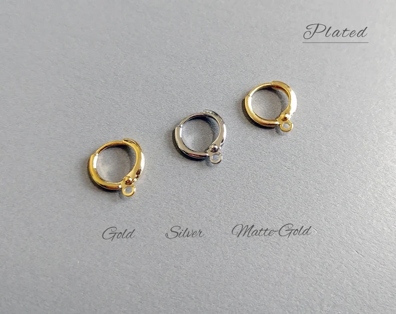 Silver plated, 12mm Huggie Earrings with clip-on leve-back hoop, EBF0039