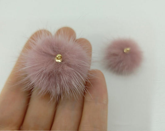 (top ring) Indie Pink, 30mm Mink Fur Ball, ECT0009R