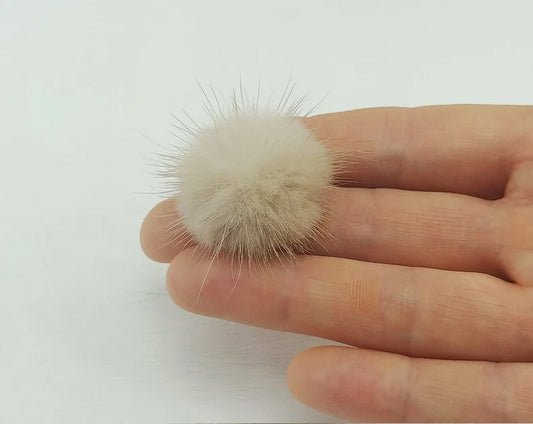 (top ring) Natural Beige, 30mm Mink Fur Ball, ECT0009R