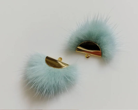 Mint, 26mm Mink Fur Fan Cap Pendant, ECT0034