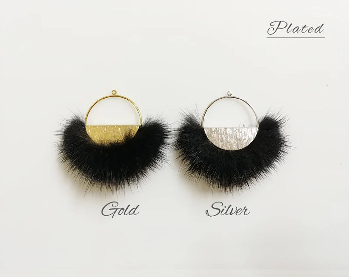 Lavender, 50mm Half Moon Mink Fur Pendant, ECT0039