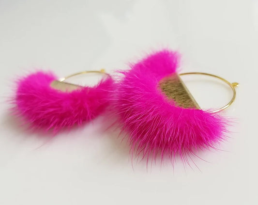 Ruby, 50mm Half Moon Mink Fur Pendant, ECT0039