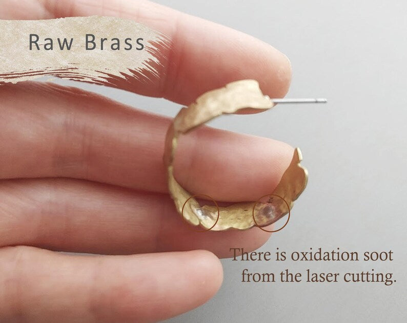 Raw brass, 30x8mm Geometric hemmed Hoop, EM0362