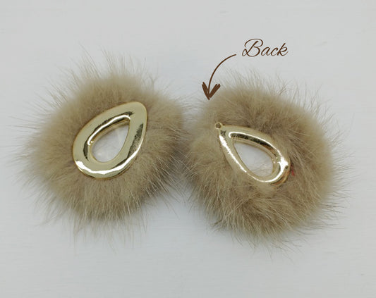 Darkbeige, 52mm Teardrop Mink Fur Pendant, ECT0165