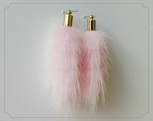 Pink, 45mm Mink Fur Tassel Pendant, ECT0163