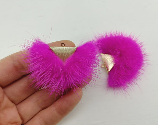 Ruby, 50mm Chubby Mink Fur Triangle PomPom, ECT0166