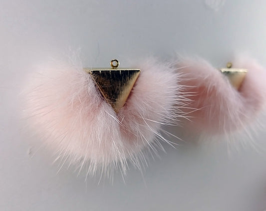 Babypink, 50mm Chubby Mink Fur Triangle PomPom, ECT0166