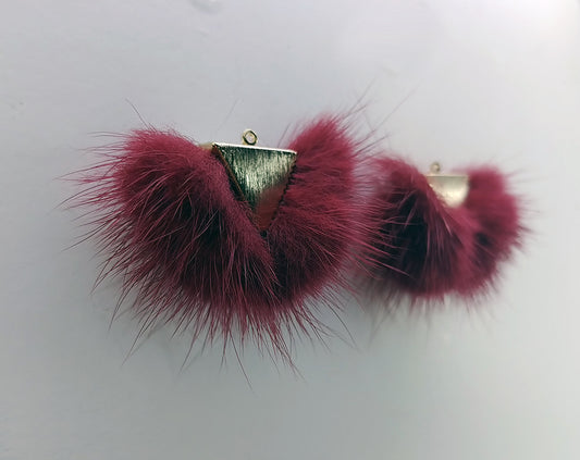 Burgundy, 50mm Chubby Mink Fur Triangle PomPom, ECT0166