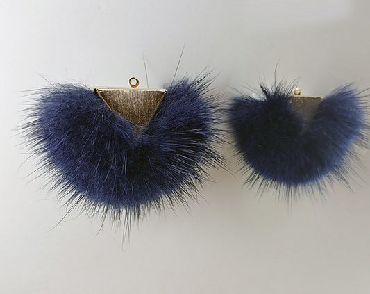 Navy, 50mm Chubby Mink Fur Triangle PomPom, ECT0166