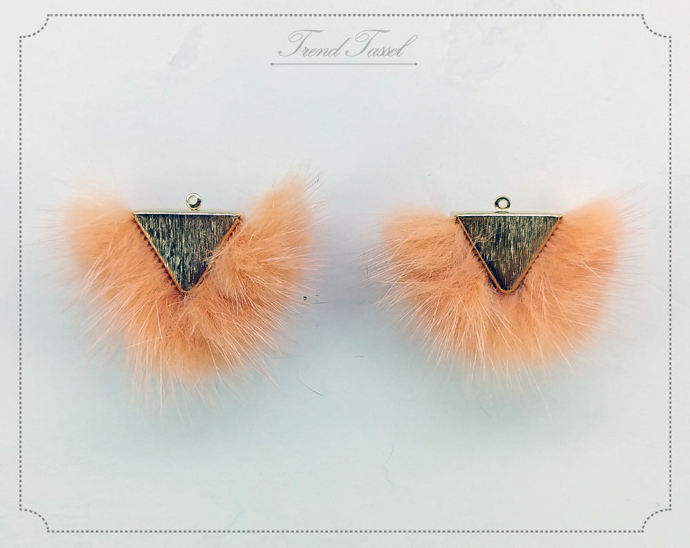 Peach, 50mm Chubby Mink Fur Triangle PomPom, ECT0166