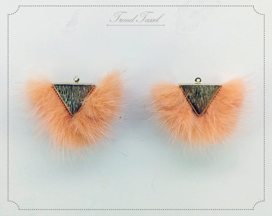 Peach, 50mm Chubby Mink Fur Triangle PomPom, ECT0166