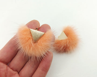 Peach, 50mm Chubby Mink Fur Triangle PomPom, ECT0166