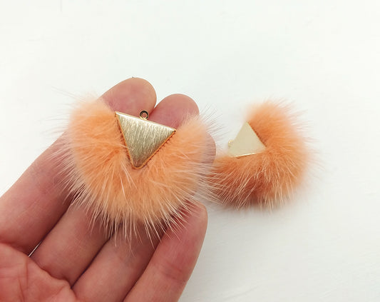 Peach, 50mm Chubby Mink Fur Triangle PomPom, ECT0166