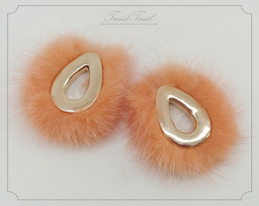Peach, 52mm Teardrop Mink Fur Pendant, ECT0165
