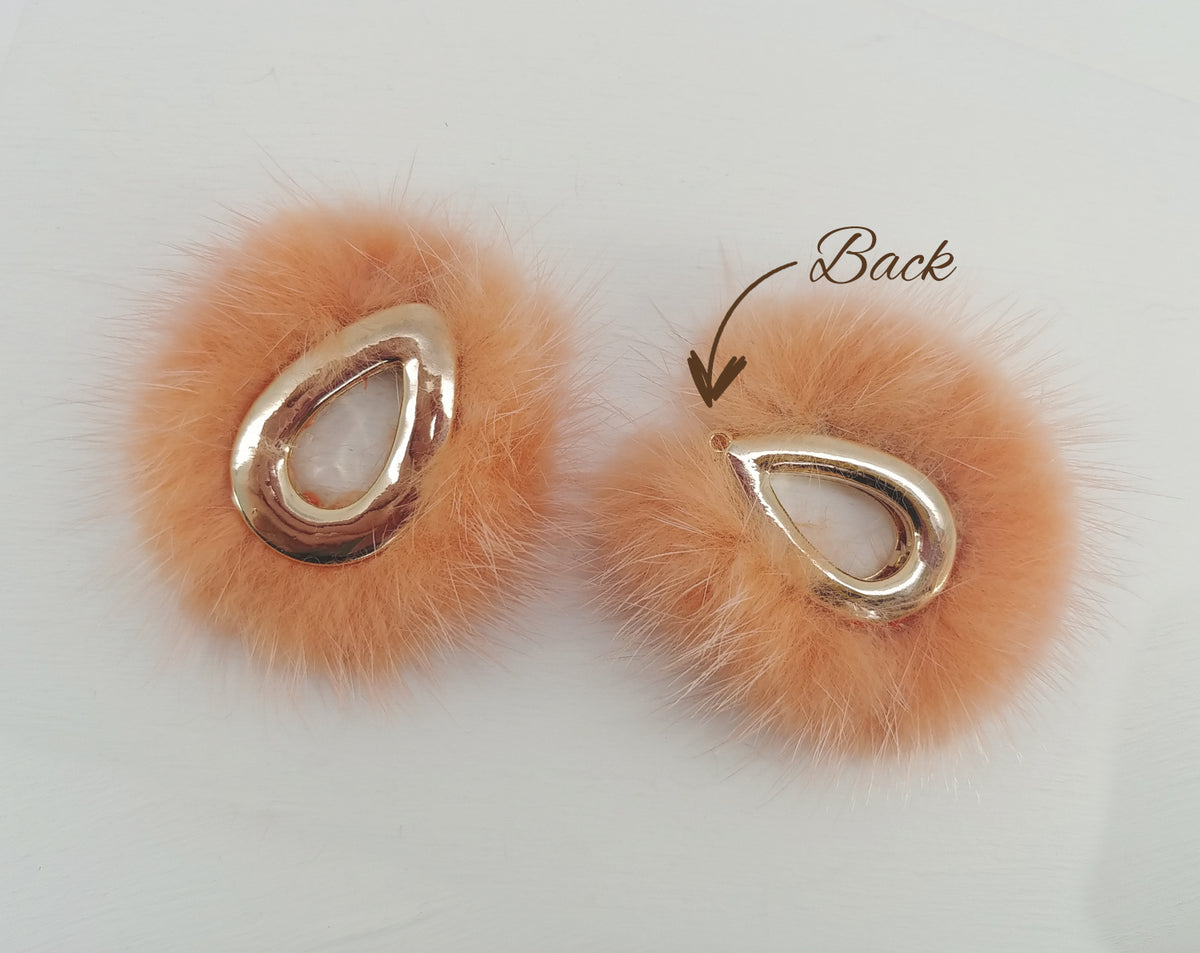 Peach, 52mm Teardrop Mink Fur Pendant, ECT0165