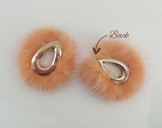 Peach, 52mm Teardrop Mink Fur Pendant, ECT0165