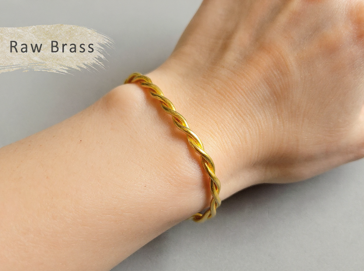 1 pc - Raw brass, 60 x 4 mm Adjustable Twisted Vintage Bracelet, EB0004