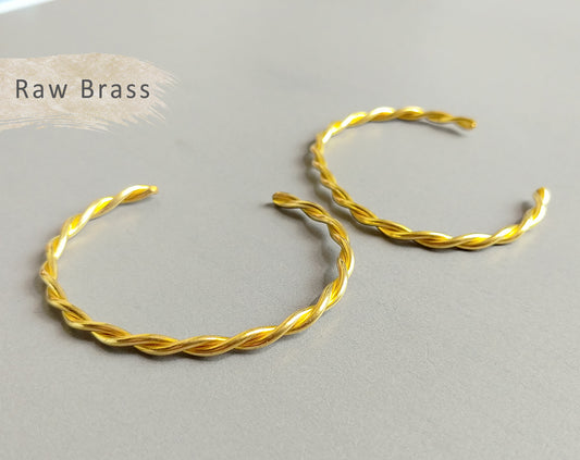 1 pc - Raw brass, 60 x 4 mm Adjustable Twisted Vintage Bracelet, EB0004