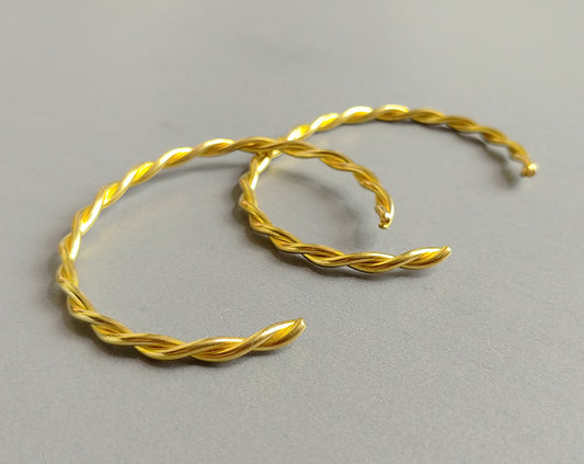 1 pc - Raw brass, 60 x 4 mm Adjustable Twisted Vintage Bracelet, EB0004