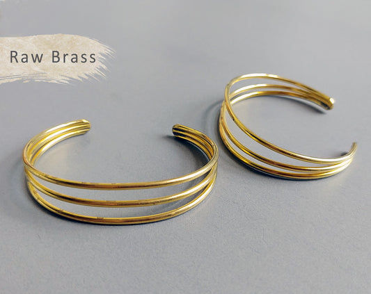 1 pc - Raw brass, 60 x 2 mm Adjustable Vintage Bracelet, EB0006
