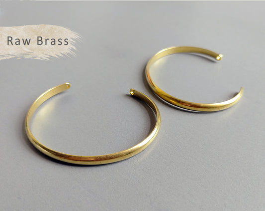 1 pc - Raw brass, 60 x 5 mm 2holes Adjustable Vintage Bracelet, EB0007