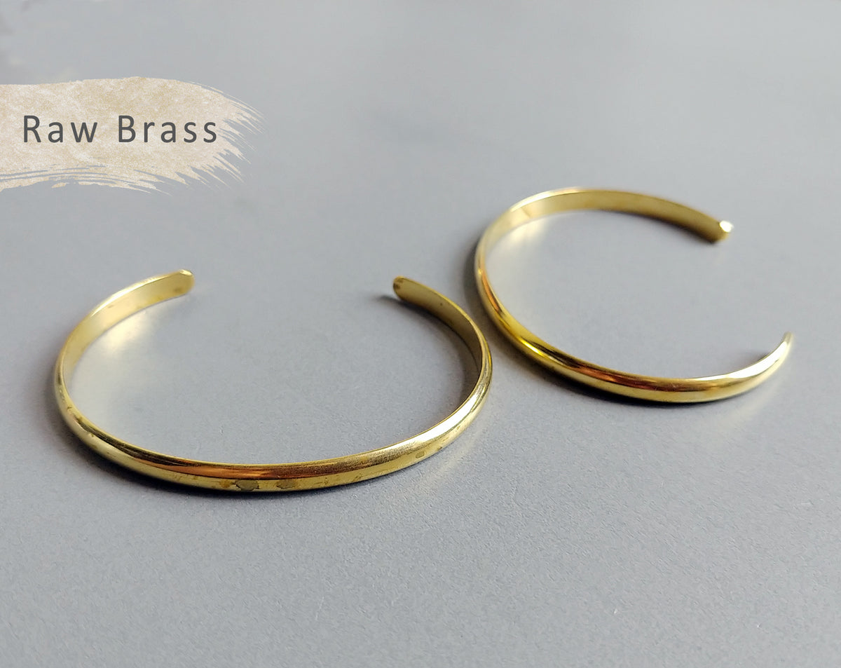 1 pc - Raw brass, 60 x 5 mm Adjustable Vintage Bracelet, EB0008