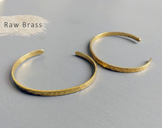 1 pc - Raw brass, 60 x 3 mm Raw Brass Hammered Vintage Bracelet, EB0009