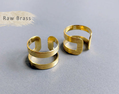 1 pc - Raw brass, 20 x 14 mm Adjustable Ring, EB0012