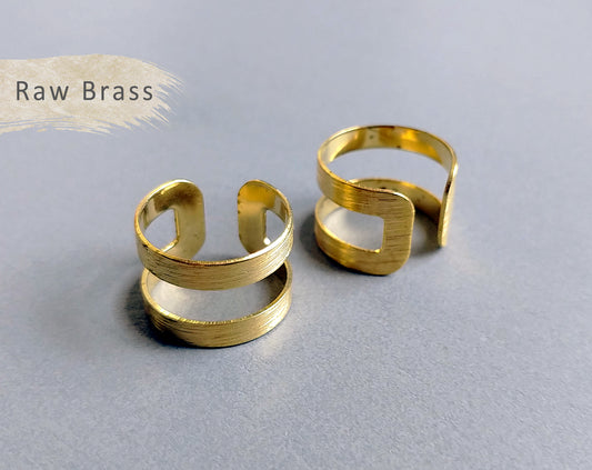 1 pc - Raw brass, 20 x 14 mm Adjustable Ring, EB0012