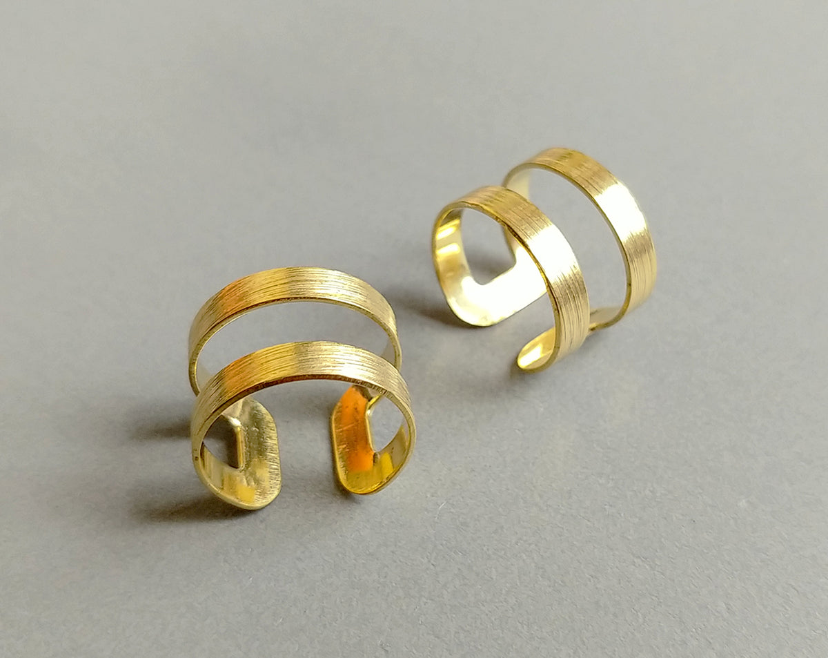 1 pc - Raw brass, 20 x 14 mm Adjustable Ring, EB0012
