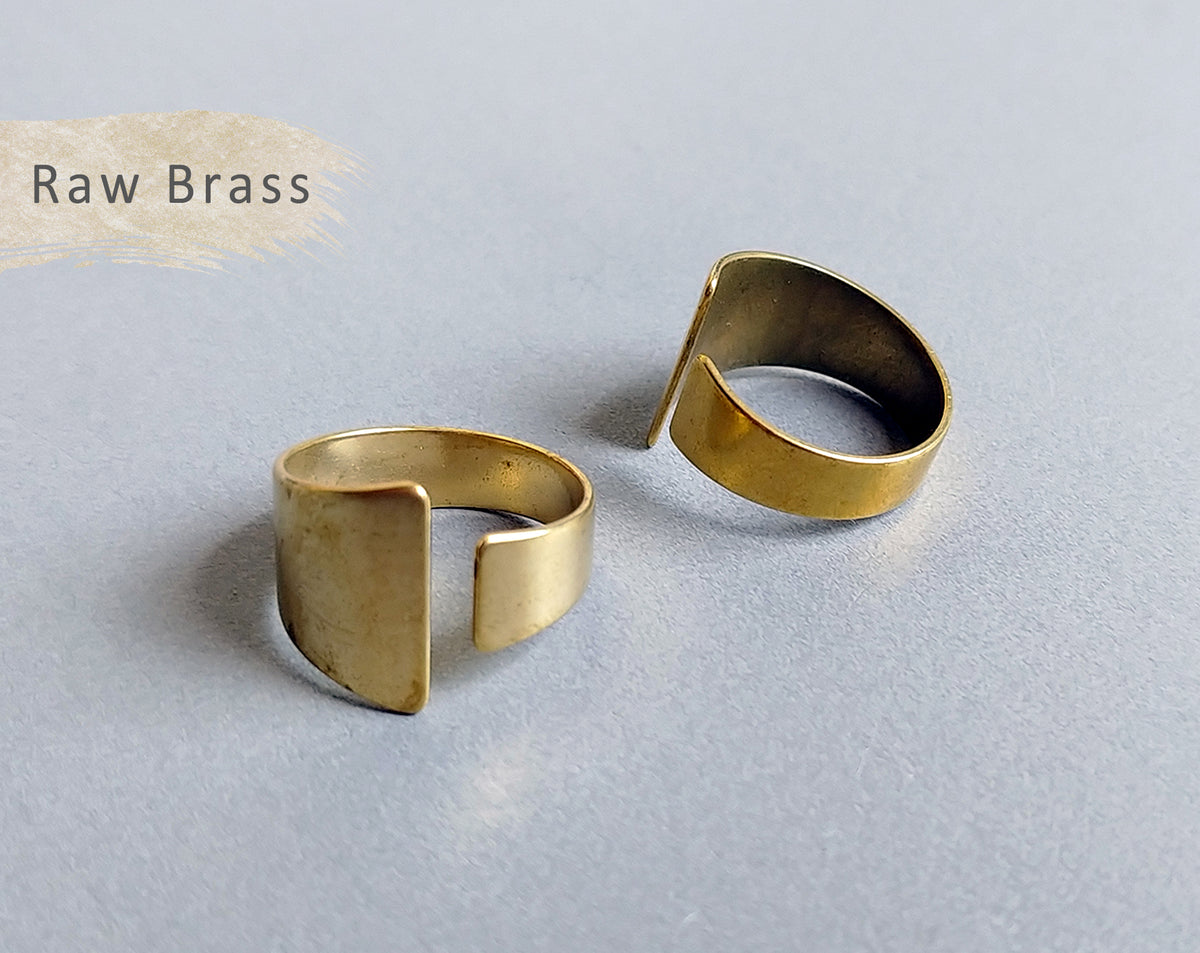 1 pc - Raw brass, 20 x 14 mm Adjustable Ring, EB0013
