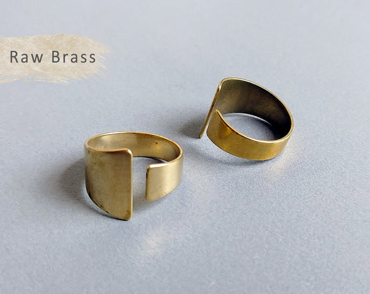 1 pc - Raw brass, 20 x 14 mm Adjustable Ring, EB0013