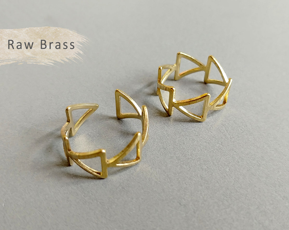 1 pc - Raw brass, 20 x 9 mm Adjustable Ring, EB0014