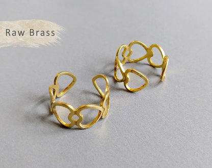 1 pc - Raw brass, 20 x 10 mm Adjustable Ring, EB0015