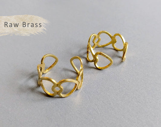 1 pc - Raw brass, 20 x 10 mm Adjustable Ring, EB0015