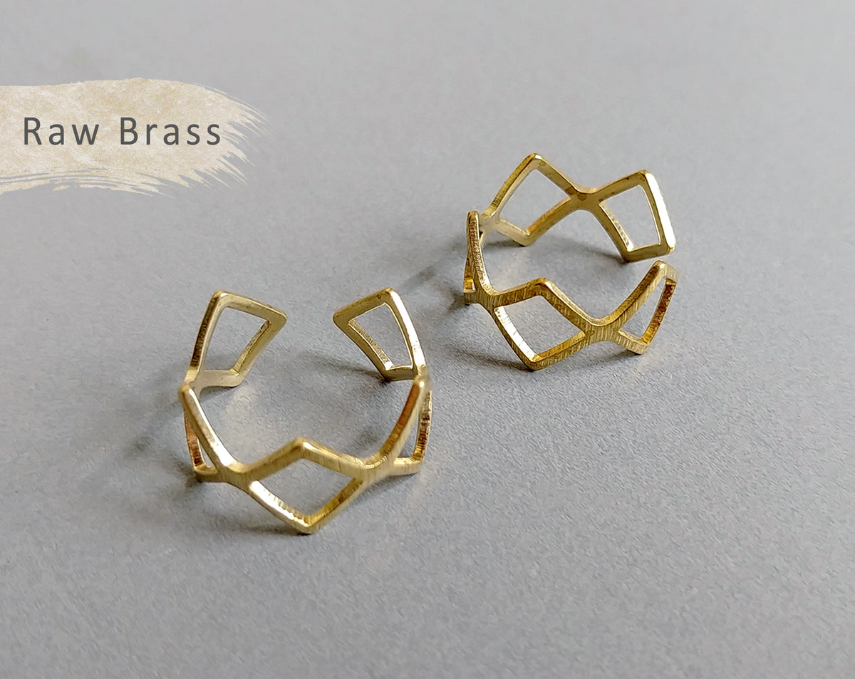 1 pc - Raw brass, 20 x 10 mm Adjustable Ring, EB0016