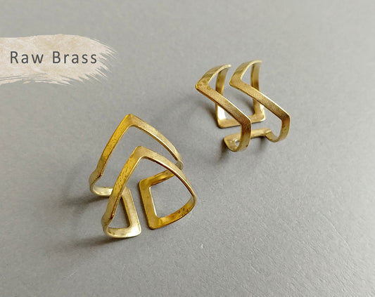 1 pc - Raw brass, 20 x 15 mm Adjustable Ring, EB0017