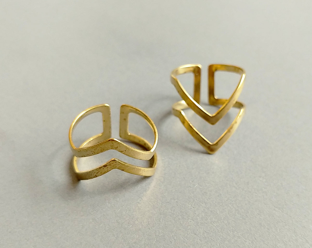 1 pc - Raw brass, 20 x 15 mm Adjustable Ring, EB0017