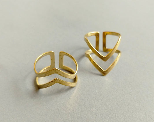 1 pc - Raw brass, 20 x 15 mm Adjustable Ring, EB0017