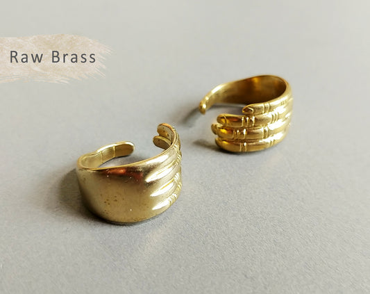 1 pc - Raw brass, 18 x 10 mm Adjustable Ring, EB0020