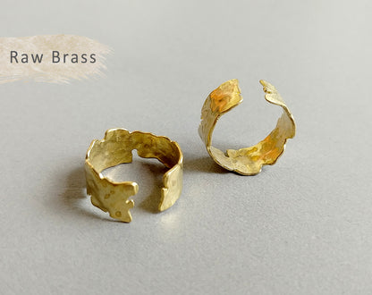 1 pc - Raw brass, 18 x 8.5 mm Adjustable Ring, EB0023