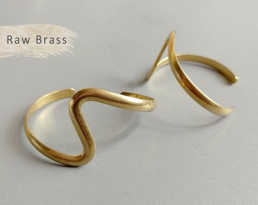 1 pc - Raw brass, 65 x 6 mm Adjustable Ring, EB0027