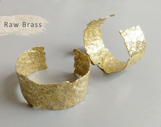 1 pc - Raw brass, 60 x 25 mm Adjustable Vintage Bracelet, EB0029