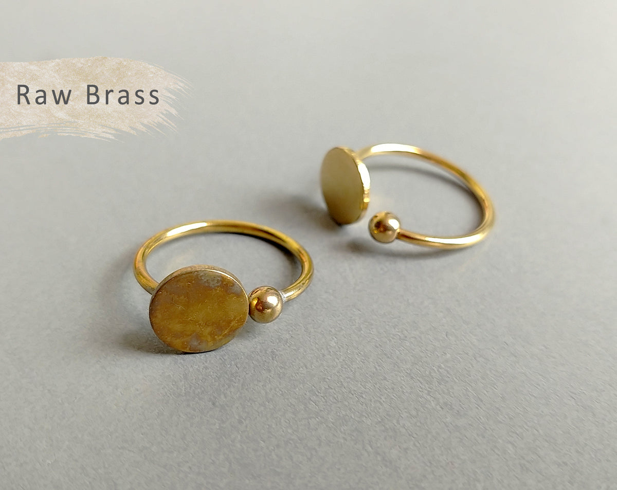 1 pc - Raw brass, 20 x 10 mm Adjustable Ring, EB0030
