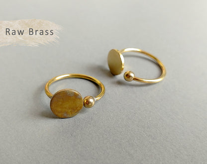 1 pc - Raw brass, 20 x 10 mm Adjustable Ring, EB0030
