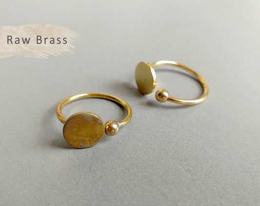 1 pc - Raw brass, 20 x 10 mm Adjustable Ring, EB0030