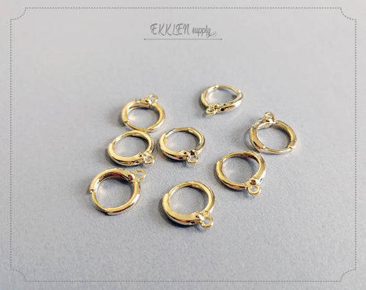 Gold plated, 12mm Huggie Earrings with clip-on leve-back hoop, EBF0039