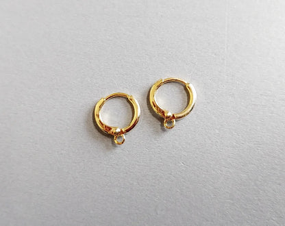 Gold plated, 12mm Huggie Earrings with clip-on leve-back hoop, EBF0039